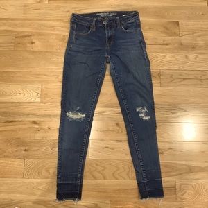 American Eagle Outfitters Dark Distressed Jeans.